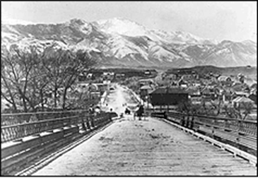 Huerfano Street Bridge looking west, circa 1900